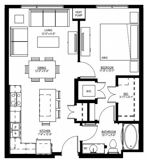 1500 Nicollet_1 Bedroom Floor Plan  at 1500 Nicollet, Minneapolis, 55403